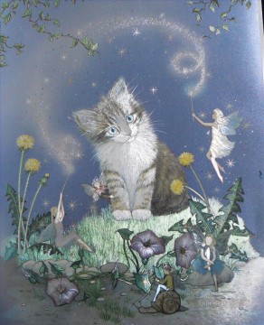 動物 Painting - 美しくて魔法の妖精猫